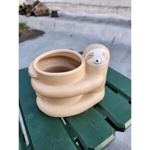 Cute Tan Sloth Planter Pot for Small Succulents & Plants 6in
